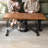 infinite 昇降ダイニングテーブル IFDT0311 完成品 ダイニングテーブル ガス圧昇降 食卓 センターテーブル リビング ダイニング ヴィンテージ 古材風 天然木 無段階 高さ調節 杉 スギ エイジング加工 ビンテージ 新生活