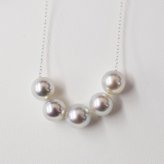［pearl409］8mm - 8.5mm 5連 スルーネックレス ナチュラル あこや真珠 天草 熊本 日本産