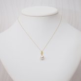 ［pearl587］ 8mm - 8.5mm ホワイトピンク ペンダント ダイヤモンド付 あこや真珠 0.01ct