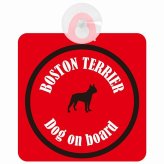 Boston Terrier ボストンテリア レッド＆ブラック 車 窓ガラス 吸盤タイプ DOG IN CAR かっこいい おしゃれ 犬 シルエット アメ雑風 カラフル ドッグインカー ドッグオンボード 安全対策 セーフティサイン デコ 外出 ドライブ カーサイン 吸盤