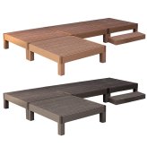 人工木ウッドデッキ ecofeel エコフィール 4台 ステップセット PWDE-4P-STP