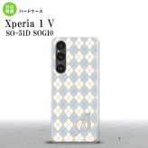 Xperia 1V Xperia 1V スマホケース 背面ケース ハードケース アーガイル 青 グレー +アルファベット 2023年 6月発売 nk-xp15-1413i