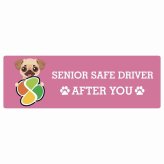カーサイン 高齢者マーク SENIOR SAFE DRIVER チワパグ ステッカー シール 長方形 15x5cm 肉球 日本製 車