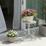 ガーデン エクステリア アイアン製プランタースタンド 脚付き ハイタイプ「DECOR」(デコール) 2個セット IF-N0039-2P 高さ40cm 花台 鉢置き 鉢 プランター フラワースタンド スタンド ボード 鉄製 スチール おしゃれ 室内