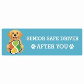 カーサイン 高齢者マーク SENIOR SAFE DRIVER ゴールデンレトリバー ステッカー シール 長方形 20x6.7cm 肉球 日本製 車