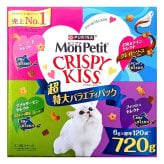 猫 キャットフード   モンプチ クリスピーキッス 超特大バラエティパック 猫用スナック (間食 成猫用)  720g(6g×120袋) 目安1日1袋(約4kgの成猫)  総合栄養食(モンプチ ドライフード)との併用も #69388 Mon Petit Crispy Kiss