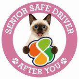カーサイン 高齢者マーク SENIOR SAFE DRIVER スキフトイボブテイル ステッカー シール 直径13cm 肉球 日本製 車