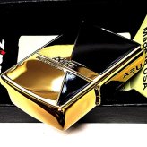 ZIPPO ライター 金チタン ジッポ ロゴ ブラック&ゴールド かっこいい 黒金 チタンコーティング 彫刻 おしゃれ 高級 メンズ ギフト プレゼント