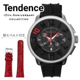 テンデンス 腕時計 メンズ 10周年記念モデル 替えベルト付き チタン クロノグラフ 50mm ブラック レッド  TENDENCE 10TH ANNIVERSARY TITA クオーツ 10気圧防水 プレゼント ギフト 妻 成人 卒業 入学