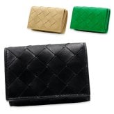 選べる3色 ボッテガヴェネタ BOTTEGA VENETA 三つ折り財布 レディース メンズ イントレチャート タイニー ミニ財布 本革 小銭入れ付き ブラック グリーン ベージュ 666944 V3UH2
