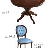 ダイニング家具 イタリア家具 アンティーク調 猫脚 ダイニングテーブルセット 4人掛け 楕円 布張り 青 ブルー チェア4脚 象嵌 楕円テーブル 幅135cm イタリア製 ルネッサンス Italia ダイニング5点セット