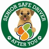 カーサイン 高齢者マーク SENIOR SAFE DRIVER ボーダーテリア ステッカー シール 直径13cm 肉球 日本製 車