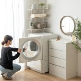 ラック ランドリー つっぱり 突っ張り 棚 壁面 ウォール 洗濯機の上 シェルフ スリム 防水パン対応 3段 キッチン サニタリー 石目柄 幅60 ドラム式 縦型 隙間 すき間 可動棚 S字フック 洗面所 脱衣所 トイレ 新生活