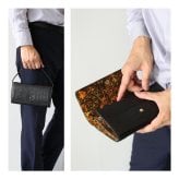ショルダーバッグ 肩掛け財布 クラッチバッグ ショルダーウォレット 長財布 3way クロコダイル 本革 お財布 財布バッグ 長財布 斜め掛け 肩掛け  メンズ ブラック ボタニカル柄 アンティーク柄 上品 個性的 高級感 上質感 4FA (06001983-mens-1r)