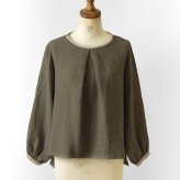 【nous rendent heureux ヌーランドオロー】東炊き リネン バイカラー パイピング タック ブラウス (424033)レディース 春 夏 秋 冬 シャツ slone square スロンスクエア ゆったり ナチュラル 服 日本製 人気 60代 50代 40代 30代