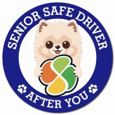 カーサイン 高齢者マーク SENIOR SAFE DRIVER ポメ柴 マグネット 強力 直径13cm 肉球 日本製 車 ステッカー
