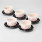 山桜 茶托付湯呑揃 湯呑：磁器、茶托：PBT樹脂 美濃焼 やきものの里から、暮らしを贈ります。　ギフト 食器 セット テーブルウェア