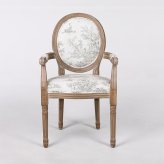アームチェア ダイニングチェア フランス トワルドジュイ 生地 輸入 椅子 木製 布張り 輸入家具 フランス生地 アンティーク風 シャビーシック 洋風 アンティーク フランス家具 姫系 おしゃれ フレンチテイスト 新生活