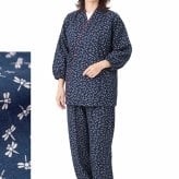作務衣 楽粋 総柄 日本製 女性 婦人 さむえ 綿100％ 6220 OK-20 レディース 部屋着 作業着 ルームウエア 制服 ユニフォーム 和食店 仕事着 母の日 ギフト 敬老の日 クリスマスギフト プレゼント 和柄 和装