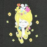 水森亜土 カラーTシャツ(M) フラワー ブラック アパレル 送料込み