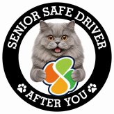 カーサイン 高齢者マーク SENIOR SAFE DRIVER ブリティッシュロングヘア ステッカー シール 直径13cm 肉球 日本製 車
