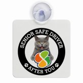 カーサイン 高齢者マーク SENIOR SAFE DRIVER シャルトリュー 車内用 吸盤タイプ 収れん火災防止タイプ 肉球 日本製 車 ステッカー