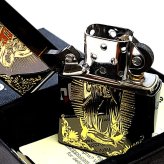 ZIPPO アベマリア ジッポ ライター おしゃれ ブラックニッケル＆ゴールド 彫刻 黒金 Ave Maria お守り メンズ レディース ギフト プレゼント
