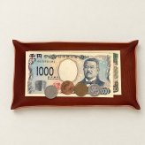 【購入前サンプル可・数量限定】ロゴ入り本革キャッシュトレイ｜開店・開業祝い｜サロン・飲食店の釣り銭トレー｜レッドブラウン