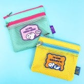 スヌーピー 2ジッパーメッシュポーチ ミント  I LIKEシリーズ SNOOPY