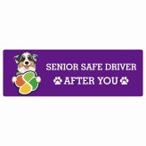 カーサイン 高齢者マーク SENIOR SAFE DRIVER オーストラリアンシェパード ステッカー シール 長方形 15x5cm 肉球 日本製 車