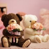 花束ココ体重ベア1体｜結婚式・成人式のギフトに｜ブーケを抱いた華やかな体重ベア