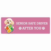 カーサイン 高齢者マーク SENIOR SAFE DRIVER ミディアムプードル ステッカー シール 長方形 20x6.7cm 肉球 日本製 車