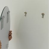 ミラー ドレッサー 八角形 鏡 壁掛け おしゃれ 韓流 韓国 洗面 日本製 インテリア デザイン 上半身 ウェーブ 変形 ノンフレーム 賃貸 アパート マンション 70cm 玄関 姿見 スリム