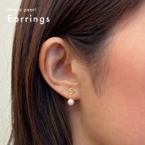 ［pearl382］5.5mm - 6.5mm 半貴石 ピアス あこや真珠 ホワイトピンク