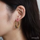 ステンレス 大ぶりピアス 3連ピアス ツイストピアス フープピアス ゴールド シルバー プチプラ 大きめ 存在感 メタル ワイド 両耳2点 レディース 女性 金属アレルギー対応 イヤリング