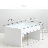 テーブル ガラス ホワイト 白 リビング かわいい ロー 収納付き 韓国 インテリア 北欧 ディスプレイ コレクション 小さめ 一人暮らし 新生活 シンプル 長方形 強化ガラス 木製 幅75cm iwt-902