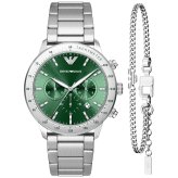 エンポリオアルマーニ EMPORIO ARMANI 腕時計 メンズ クロノグラフ ステンレス ウォッチ＆ブレスレットセット AR80088SET【2026 新作】