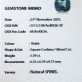 【完売致しました。】スピネル 1.59ct ルース 宝石 裸石 グレー バイオレット ブルー ナチュラル ジュエリー オリジナル 制作 コレクション 誕生石 9月 記念 お守り クリスマス 誕生日 プレゼント