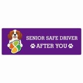 カーサイン 高齢者マーク SENIOR SAFE DRIVER コーイケルホーンディエ ステッカー シール 長方形 15x5cm 肉球 日本製 車