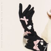 手袋 レディース かわいい おしゃれ カシミヤ 暖かい 冬 防寒 あったか スマホ対応 クマ くま リボン レース グローブ プレゼント【LALUICE ラルイス】