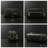 セカンドバッグ スモールクロコダイル マット加工 ダブルファスナー 日本製 メンズ 本革 クロコ レザー ハンドル付き シンプル ギフト プレゼント 4FA (06002011r)