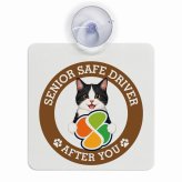 カーサイン 高齢者マーク SENIOR SAFE DRIVER 黒白（ハチワレ） 車内用 吸盤タイプ 収れん火災防止タイプ 肉球 日本製 車 ステッカー