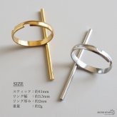 ステンレス スティックリング 2カラー バーリング 18KGP ゴールド gold シルバー 個性的 大ぶり オープンリング フリーサイズ レディース 女性 指輪 金属アレルギー対応