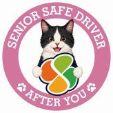 カーサイン 高齢者マーク SENIOR SAFE DRIVER 黒白（ハチワレ） ステッカー シール 直径13cm 肉球 日本製 車