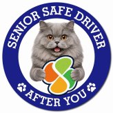 カーサイン 高齢者マーク SENIOR SAFE DRIVER ブリティッシュロングヘア マグネット 強力 直径13cm 肉球 日本製 車 ステッカー