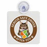カーサイン 高齢者マーク SENIOR SAFE DRIVER メインクーン 車内用 吸盤タイプ 収れん火災防止タイプ 肉球 日本製 車 ステッカー
