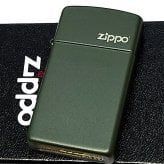 ZIPPO ライター スリム型 マットカーキ ジッポーロゴ グリーン おしゃれ 艶消し オリーブ ギフト シンプル 緑 レディース  可愛い プレゼント メンズ