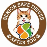 カーサイン 高齢者マーク SENIOR SAFE DRIVER 茶白 マグネット 強力 直径13cm 肉球 日本製 車 ステッカー
