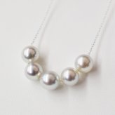 ［pearl409］8mm - 8.5mm 5連 スルーネックレス ナチュラル あこや真珠 天草 熊本 日本産