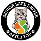 カーサイン 高齢者マーク SENIOR SAFE DRIVER アメリカンショートヘア マグネット 強力 直径13cm 肉球 日本製 車 ステッカー